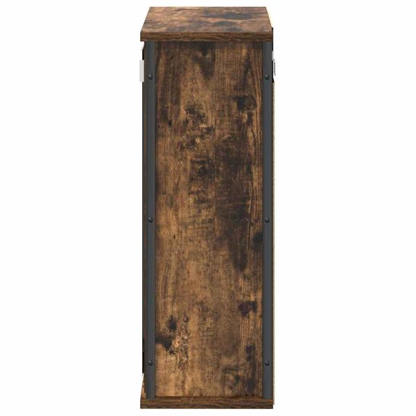 Стенен шкаф за баня с огледало опушен дъб 50x21x60 cm