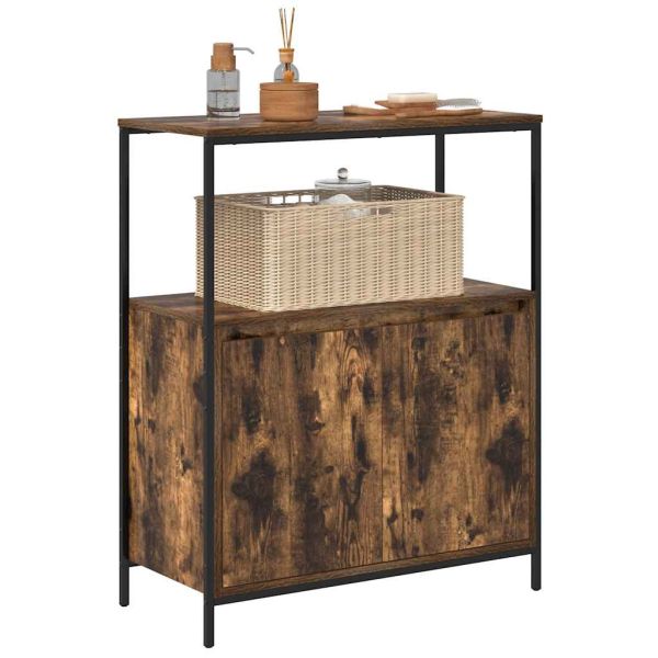 Шкаф за баня с рафтове опушен дъб 76,5x35x95 cm