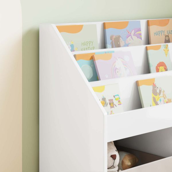 Детска рафт за книги Лъскаво бяло 72,5 x 29,5 x 69 см