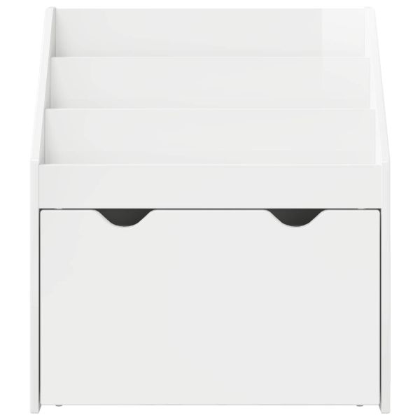 Детска рафт за книги с чекмедже Лъскаво бяло 60 x 29,5 x 69 см