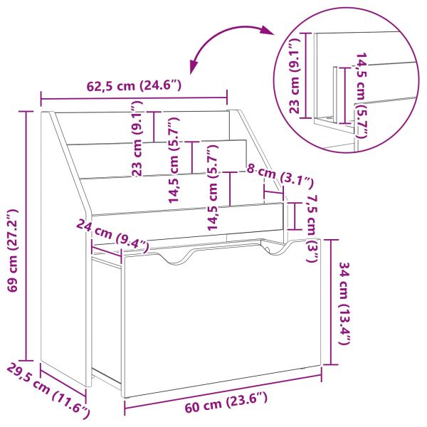 Детска рафт за книги с чекмедже Димян дъб 60 x 29,5 x 69 см