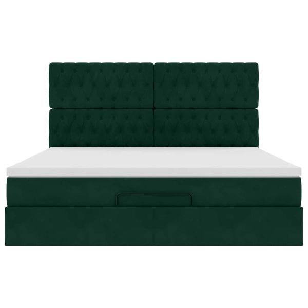 Османска легло с матраци, тъмнозелено, 160x200 см, кадифе