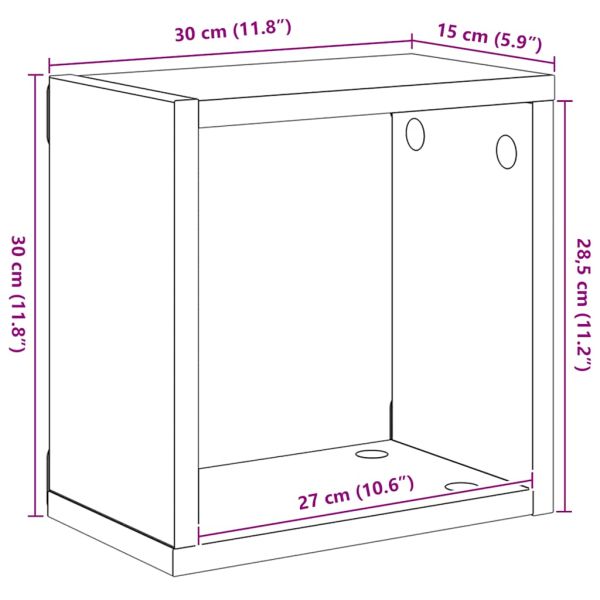 Стенни кубични рафтове, 4 бр, черни, 30x15x30 см