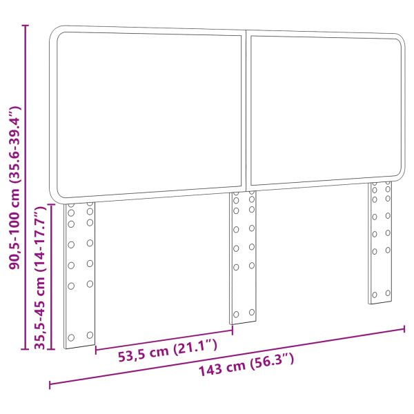 Облегалка за глава с таблото Сив Сонома 140 cm Инженерно дърво
