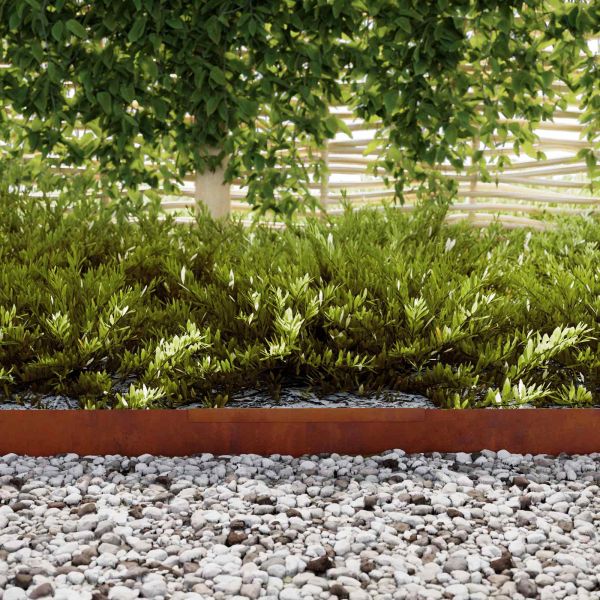 Ограда за трева 4 pcs Ръждясало 450 x 0.05 x 15 см