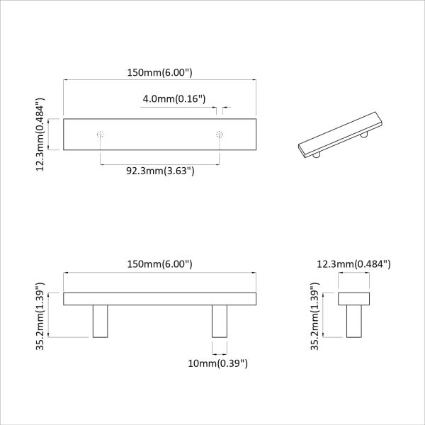 Дръжка за шкаф 420 pcs Черно 150 x 12,3 x 35,2 мм