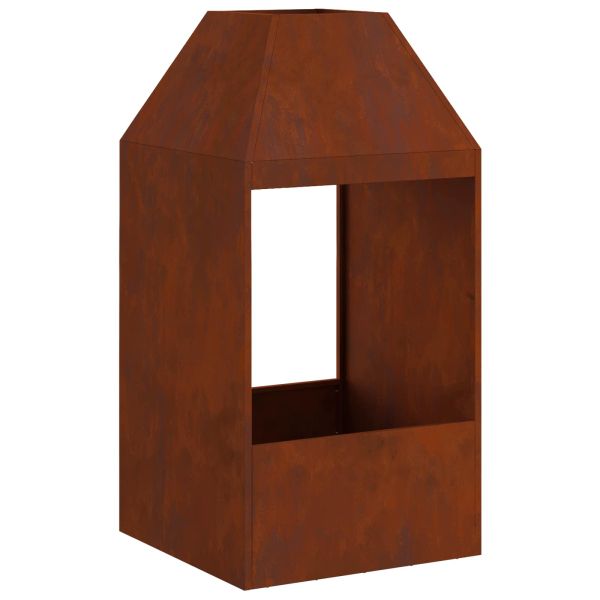 Огнище Кафяво 50 x 50 x 100 cm Патинираща стомана