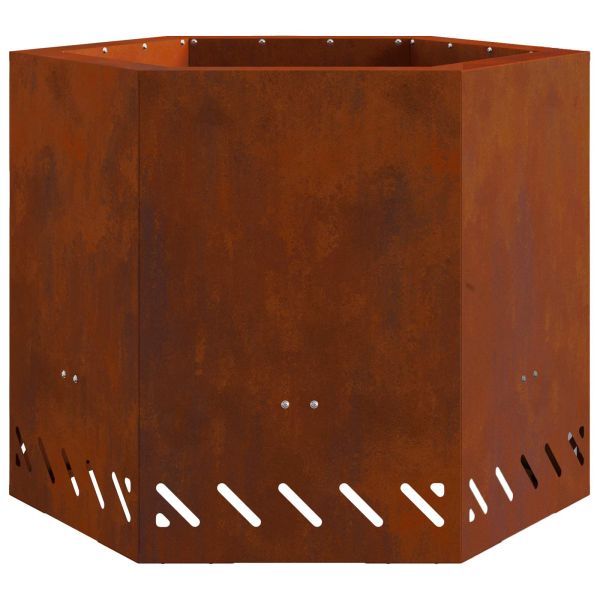 Бездимна камина Кафяво 58 x 58 x 51 см Патинираща стомана