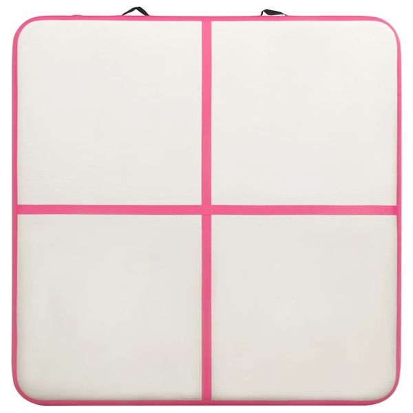 Надуваем дюшек за гимнастика с помпа, 200x200x20 см, PVC, розов