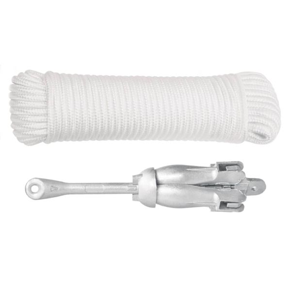 Сгъваема котва с въже, сребриста, 3,2 кг, ковък чугун