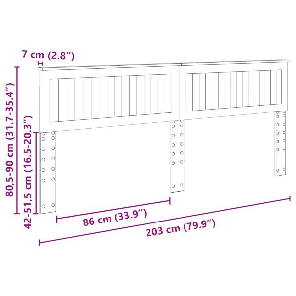 Облегалка за глава с таблото Бяло 200 cm Инженерно дърво