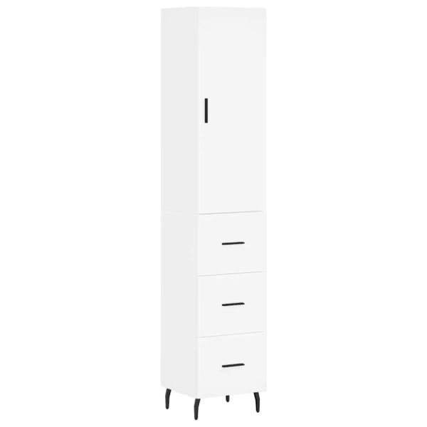 Висок шкаф, бял, 34,5x34x180 см, инженерно дърво