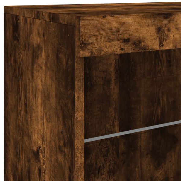 Сайдборд с LED светлини, oпушен дъб, 142,5x37x67 см