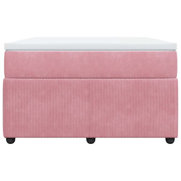 Боксспринг легло с матрак, розово, 120x200 см, кадифе