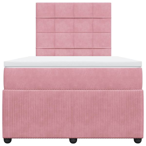 Боксспринг легло с матрак, розово, 120x200 см, кадифе