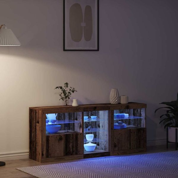 LED конзолна маса Старо дърво 162 x 37 x 67 см Инженерно дърво