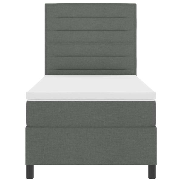 Легло с пружинирана основа Тъмен сив 100 x 200 cm текстил