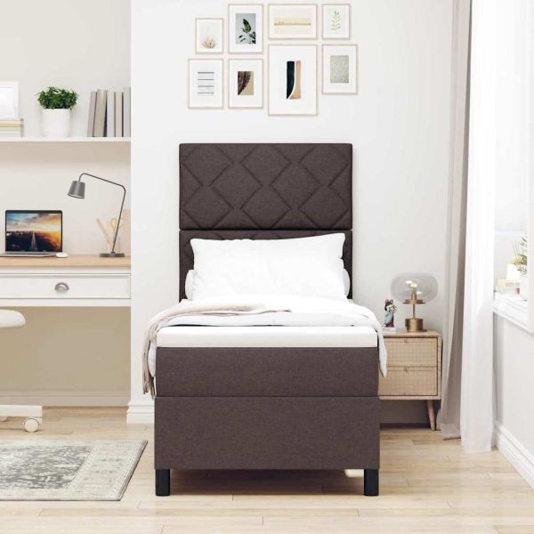 Легло с пружинирана основа Тъмен кафяв 80 x 200 cm текстил