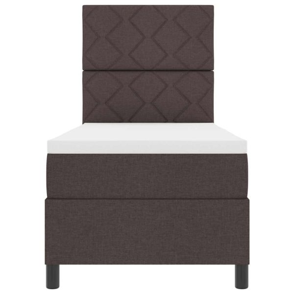 Легло с пружинирана основа Тъмен кафяв 80 x 200 cm текстил