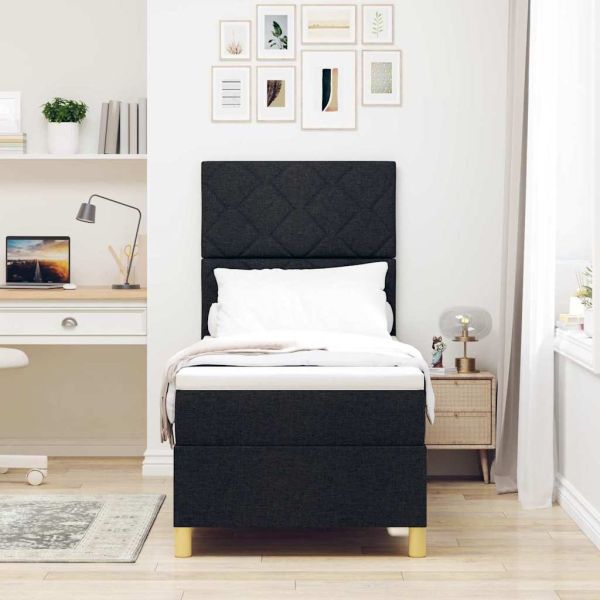 Легло с пружинирана основа с матрак Черно 80 x 200 cm текстил