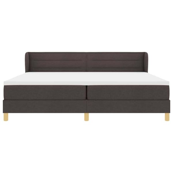 Легло с пружинирана основа Тъмен кафяв 200 x 200 cm текстил