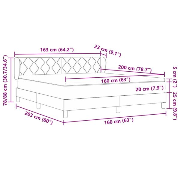 Легло с пружинирана основа Тъмносив 160 x 200 cm текстил
