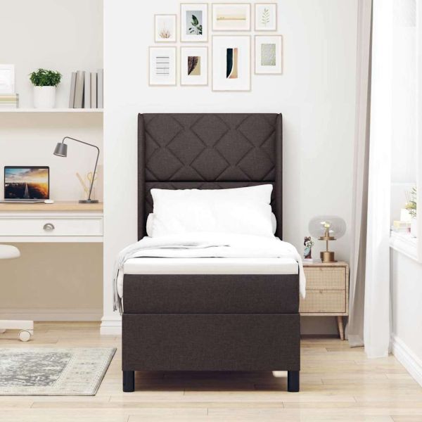 Легло с пружинирана основа Тъмнокафяв 80 x 200 cm текстил