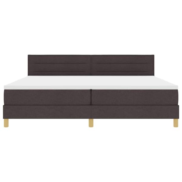 LED кутия за пружини с легло Тъмен кафяв 200 x 200 cm текстил