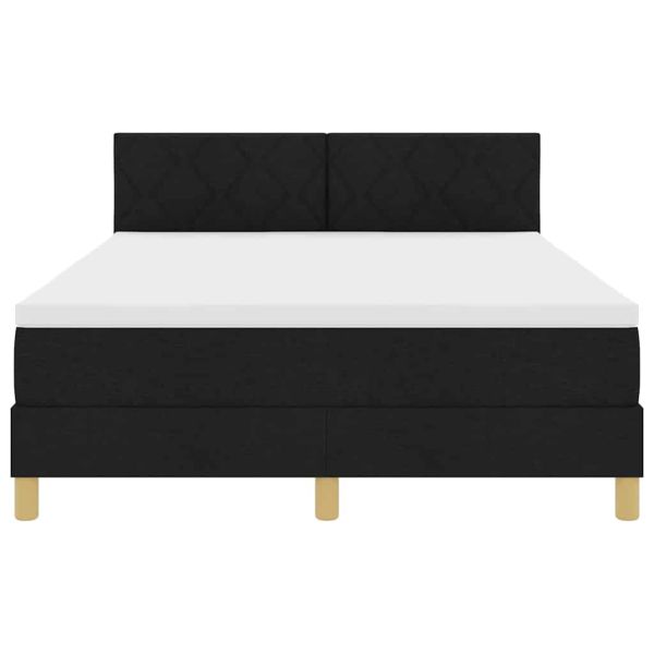 LED кутия за пружини с легло с LED Черно 160 x 200 cm текстил