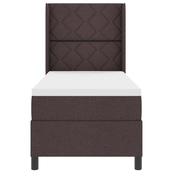 LED кутия за пружини с легло Тъмен кафяв 80 x 200 cm текстил