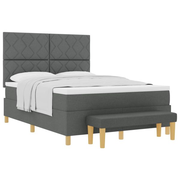 Легло с пружинирана основа Тъмносив 160 x 200 cm текстил