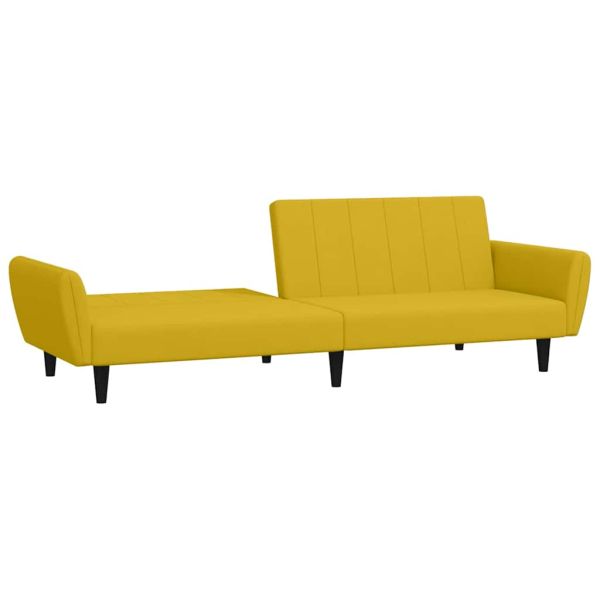 2-местно разтегателно канапе, жълто, кадифе