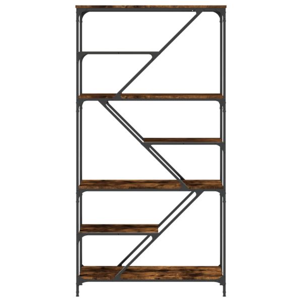 Библиотека опушен дъб 91x36x176 см инженерно дърво и стомана