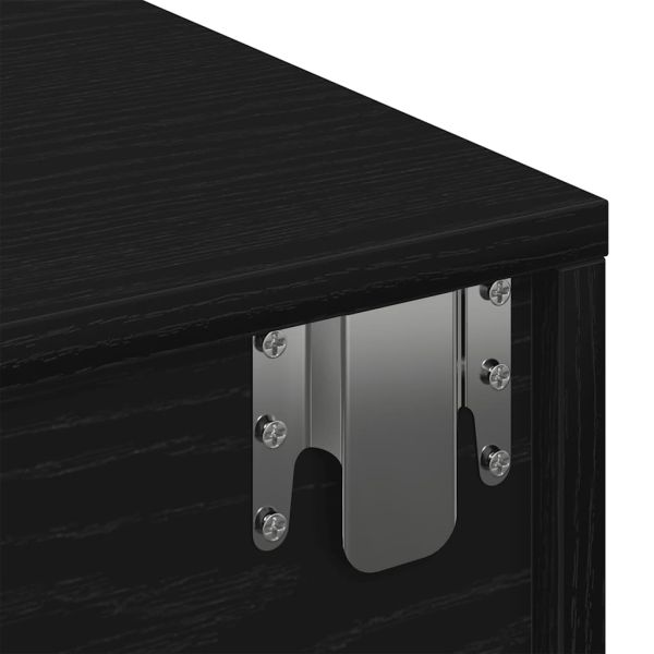 Стенен рафт с чекмеджета, черен, 60x26,5x15 см, инженерно дърво