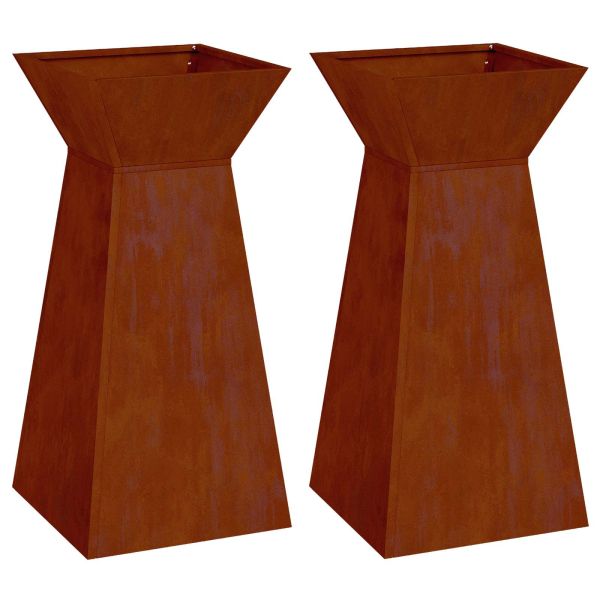 Саксия с колона 2 pcs Сребрист 35 x 35 x 73 см