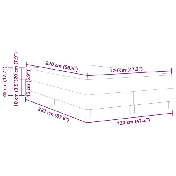 Легло с пружинирана основа Светлосиво 120 x 220 cm текстил