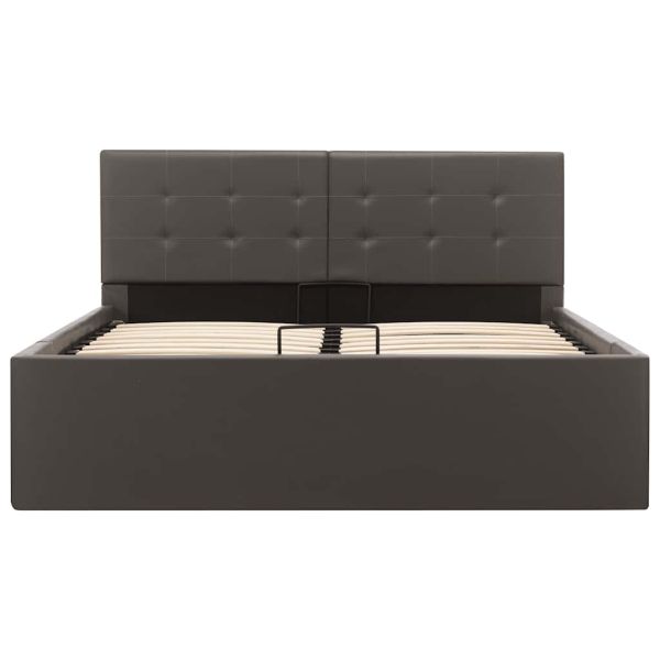 Легло с повдигащ механизъм, сиво, изкуствена кожа, 120x200 cм