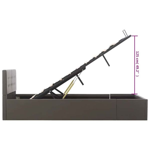 Легло с повдигащ механизъм, сиво, изкуствена кожа, 120x200 cм