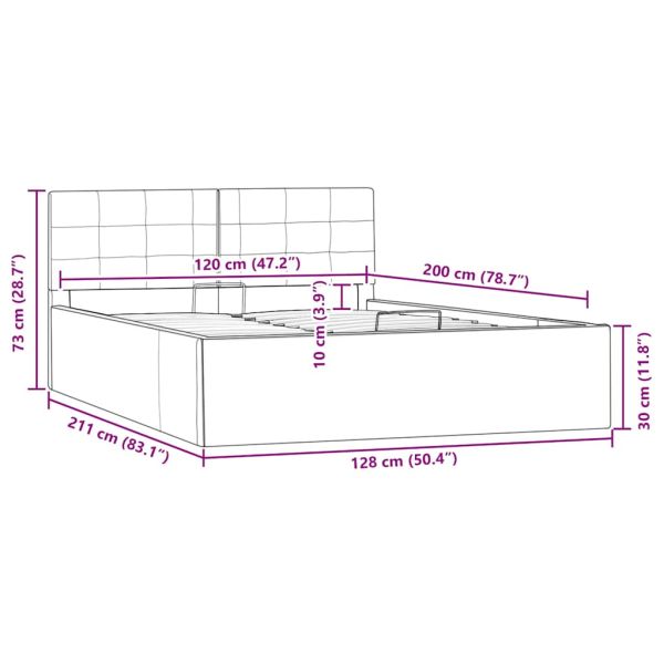 Легло с повдигащ механизъм капучино изкуствена кожа 120x200 cм
