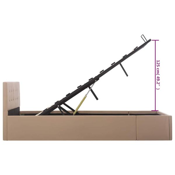 Легло с повдигащ механизъм капучино изкуствена кожа 120x200 cм