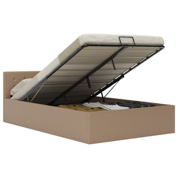 Легло с повдигащ механизъм капучино изкуствена кожа 140x200 cм