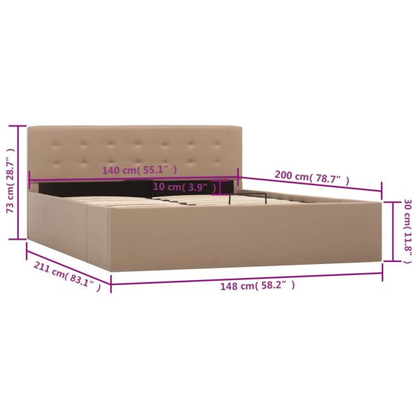 Легло с повдигащ механизъм капучино изкуствена кожа 140x200 cм