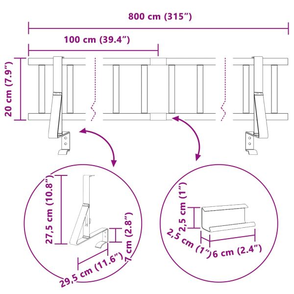Снегозадържател за покрив Антрацит 800 x 29,5 x 34,5 см Стомана