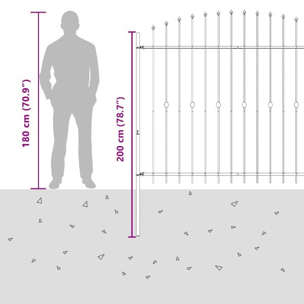Шипова ограда Черно 200 x 200 cm Прахово боядисана стомана