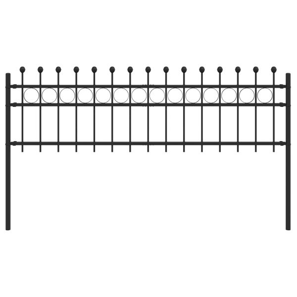 Кръгова ограда Черно 200 x 130 см Прахово боядисана стомана