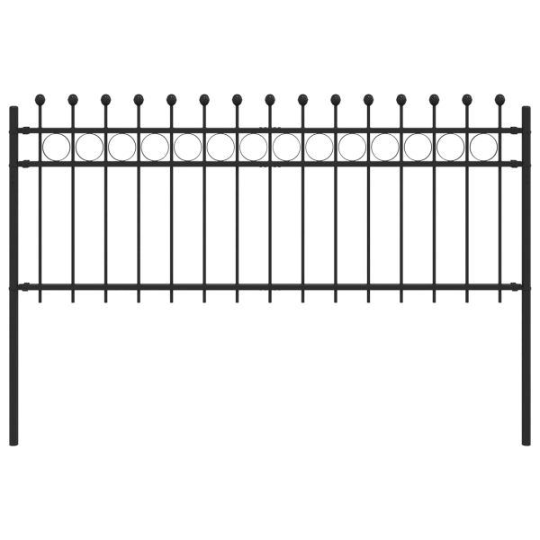 Кръгова ограда Черно 200 x 130 см Прахово боядисана стомана