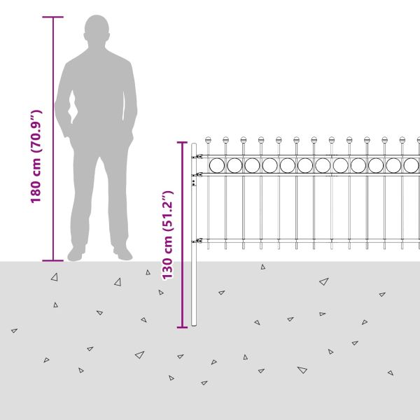 Кръгова ограда Черно 200 x 130 см Прахово боядисана стомана