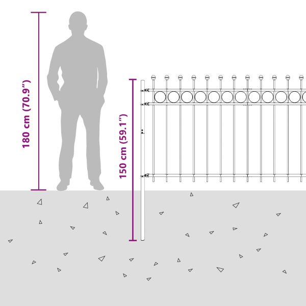 Кръгова ограда Черно 200 x 150 cm Прахово боядисана стомана