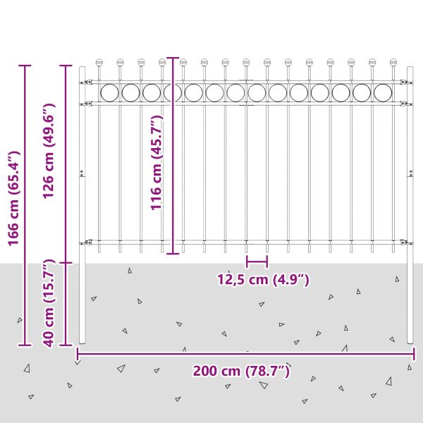 Кръгова ограда Черно 200 x 130 см Прахово боядисана стомана
