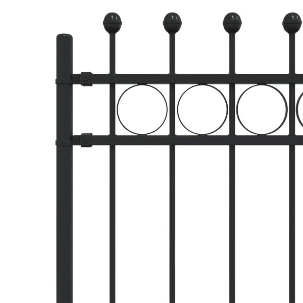 Кръгова ограда Черно 200 x 200 cm Прахово боядисана стомана